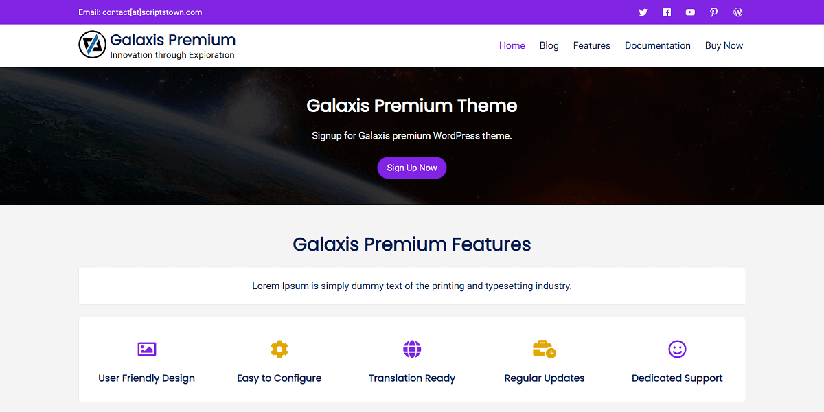 Hello Galaxis Premium WordPress Theme!