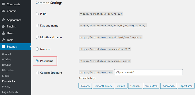 Permalink Structure - SEO