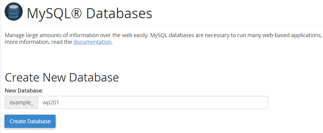 Create MySQL Database - cPanel