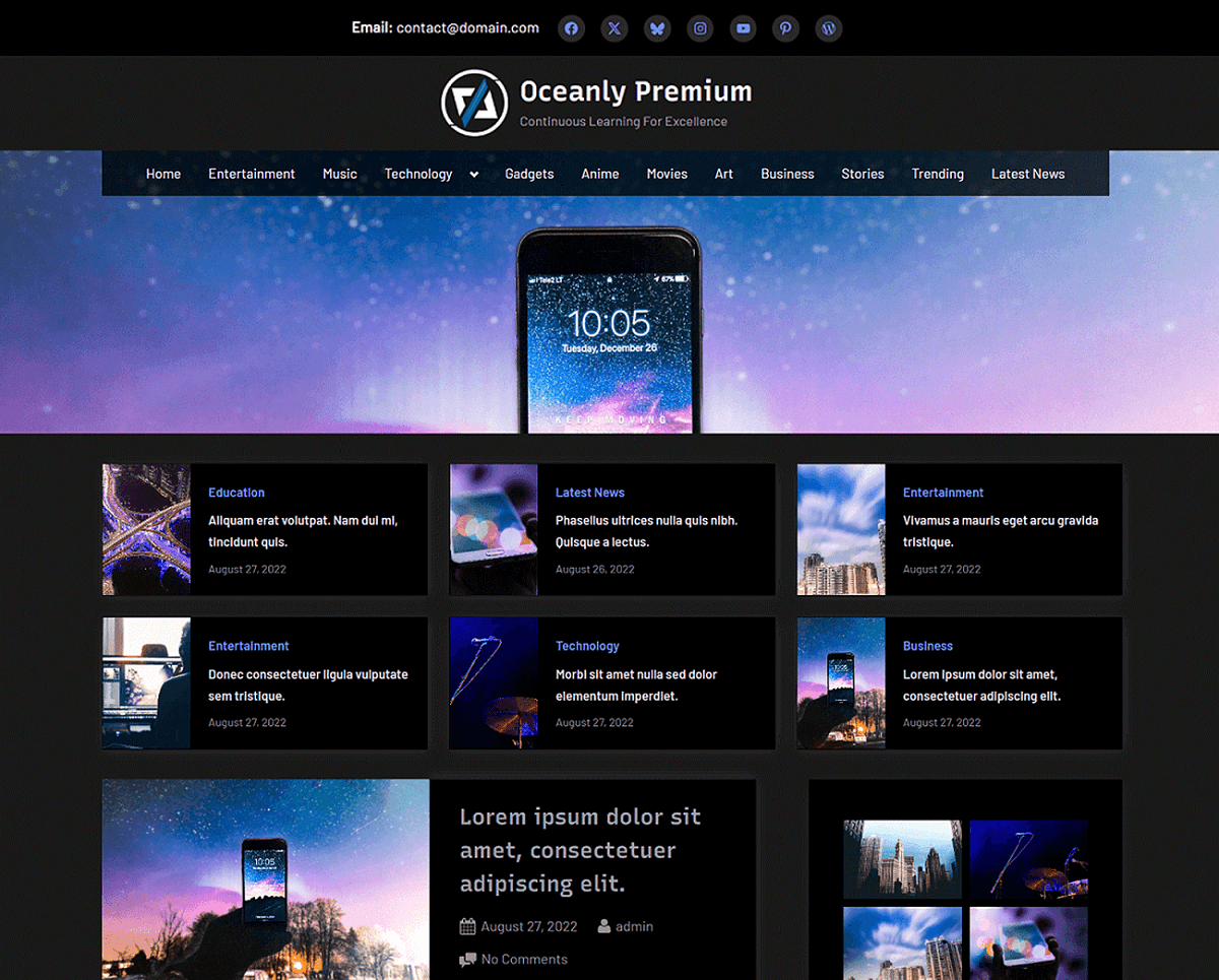 Dark Color Scheme - Oceanly Premium theme