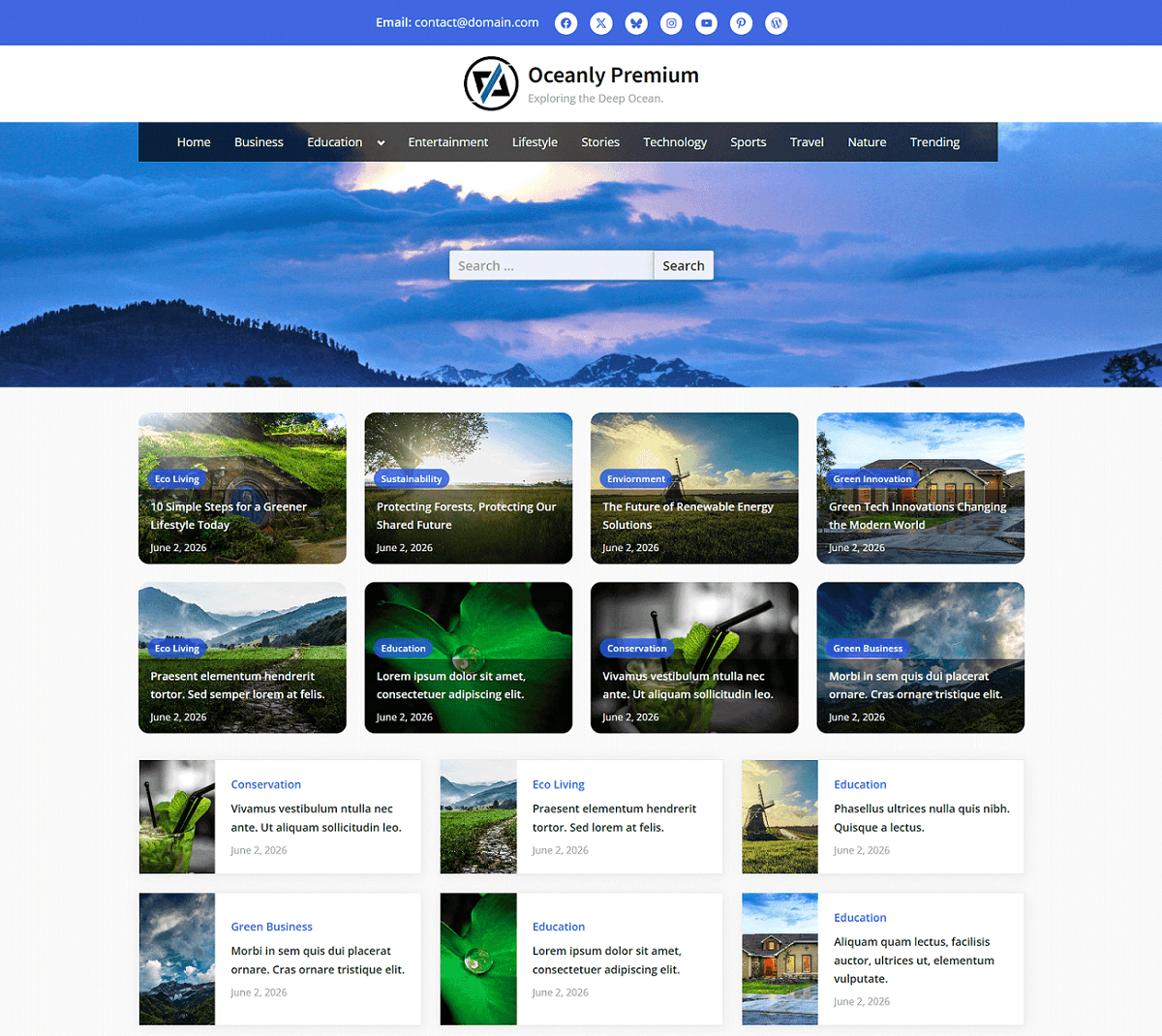 Oceanly Premium theme with Custom Colors and Options Preset