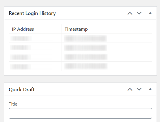 Recent Login History Dashboard Widget