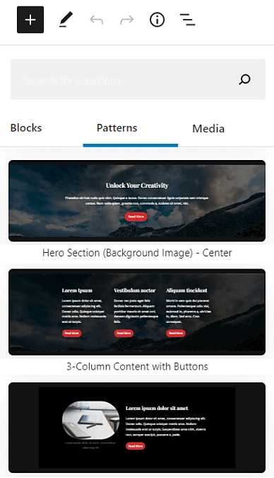 Multiple Block Patterns - PressBook Dark