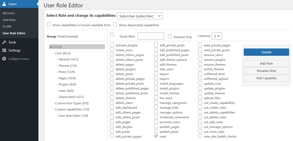 Manage Roles and Permissions - User Role Editor Plugin