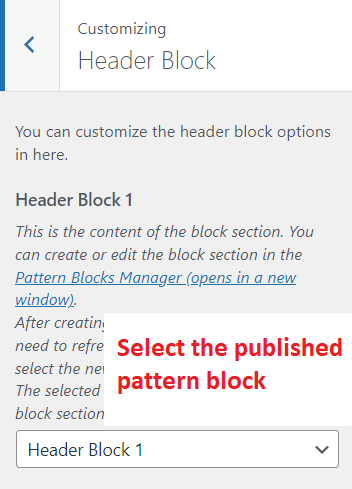 Select Pattern Block