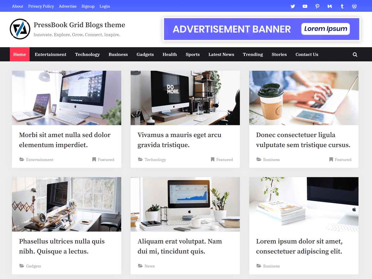 PressBook Grid Blogs - WordPress theme