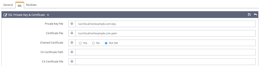 Add SSL Private Key and Certificate File