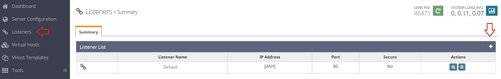 Listeners - OpenLiteSpeed