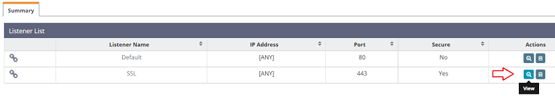 View SSL Listener - OpenLiteSpeed