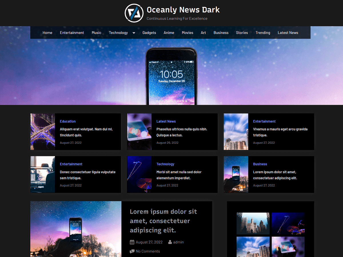 Oceanly News Dark - WordPress Theme