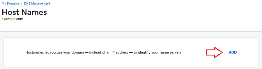 Add Host Names for a Domain in GoDaddy