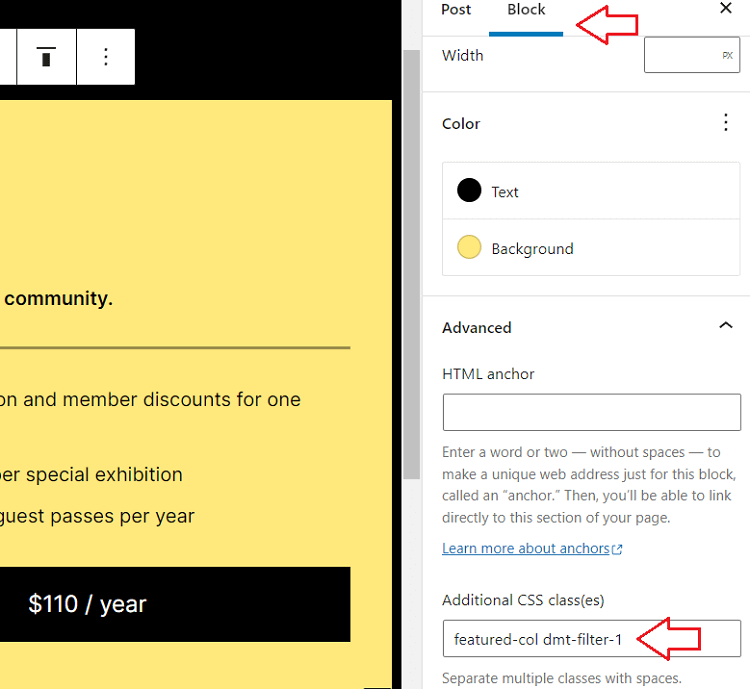 Applying Additional Filter Class to Blocks