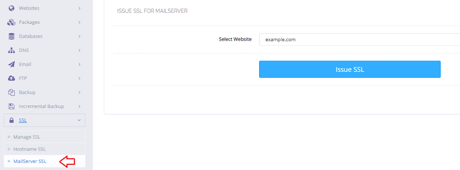 Issue MailServer SSL to a Website in CyberPanel