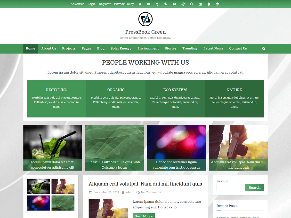 PressBook Green - WordPress Theme