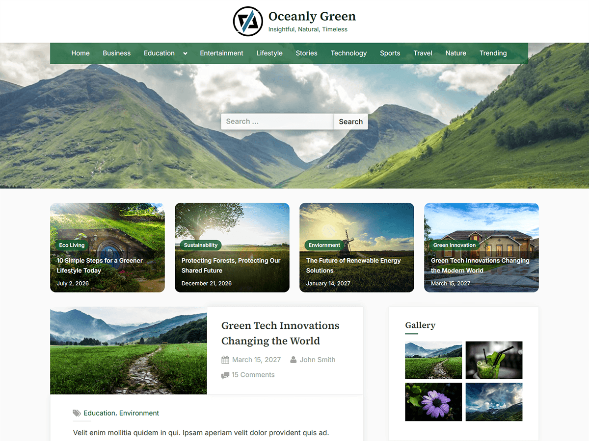 Oceanly Green - WordPress Theme
